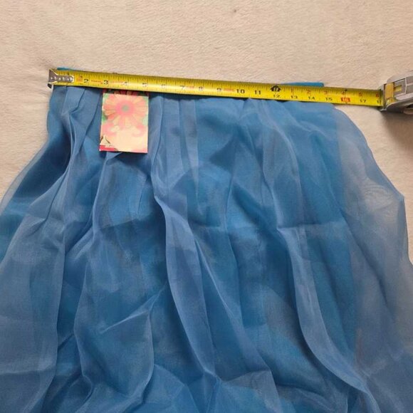 New M Farm Rio x Anthropologie Floral organza midi skirt in Blue Peony - Picture 7 of 9